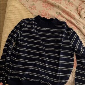 Parke Holiday Striped Mockneck Pullover in Snowflake